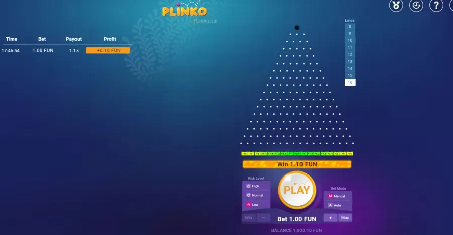 Plinko game online real money